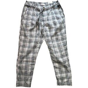 Kohl's Juniors So High Rise Mom Pants Tie Waist Size 17 Black White Plaid Casual